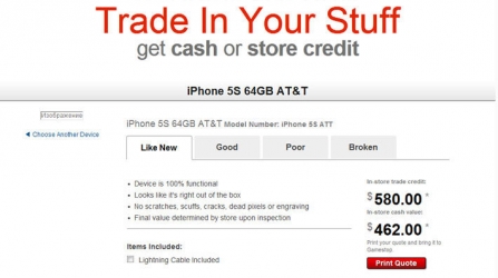 Американский сервис предлагает $580 за подержанный iPhone 5S