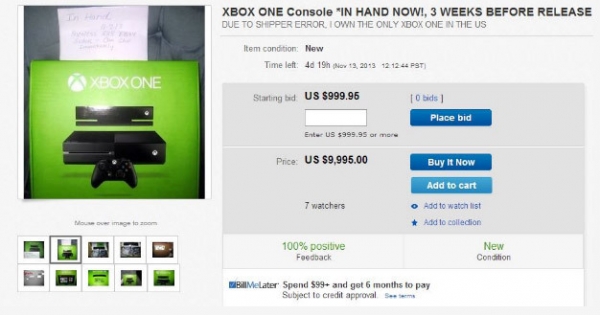 Американка попыталась продать на eBay консоль Xbox One за $10 тысяч