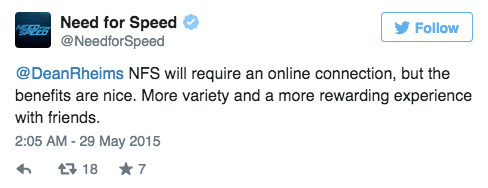 Новая Need For Speed потребует постоянного подключения к интернету